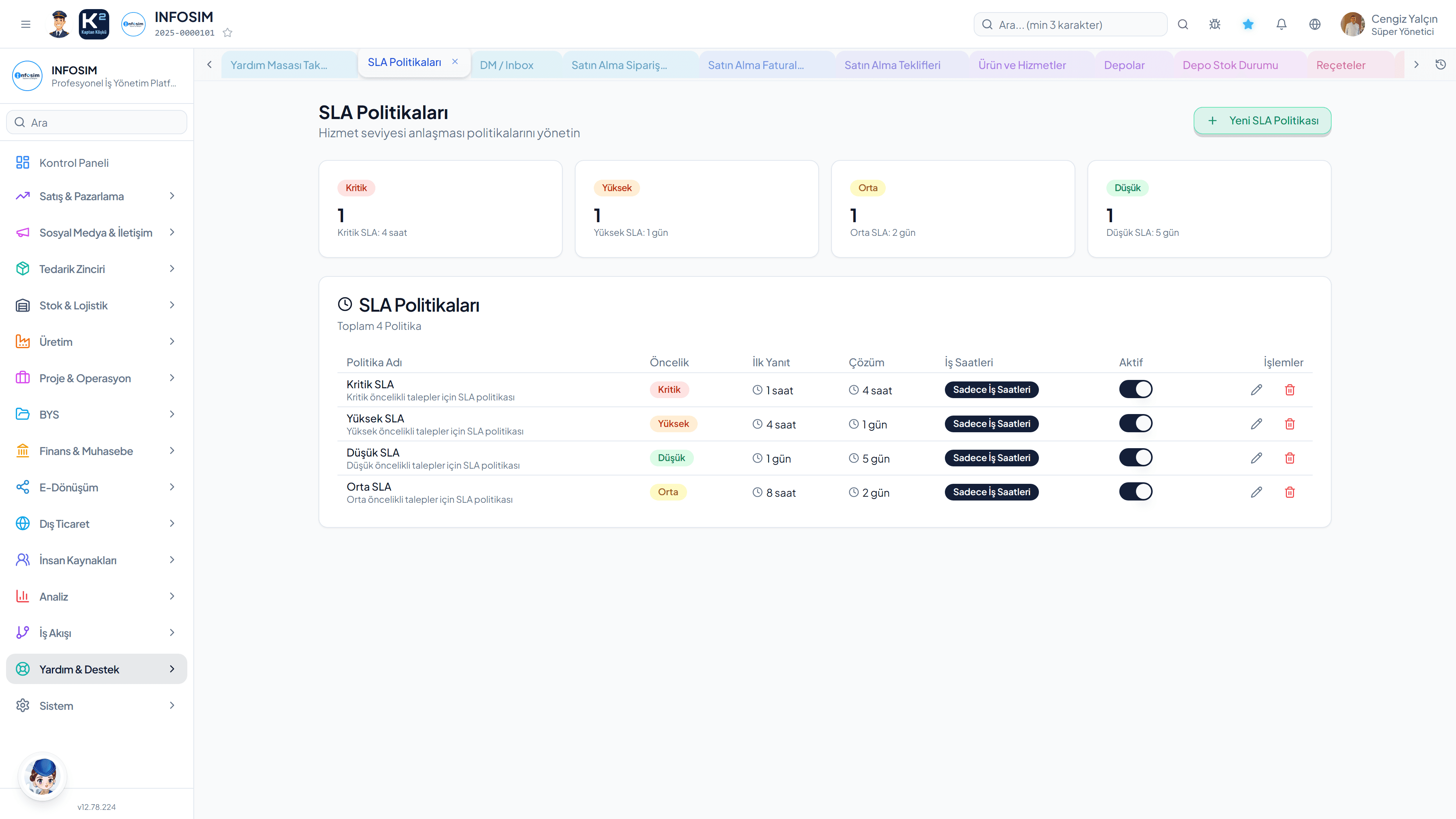 SLA definitions — first response, resolution time, escalation rules.
