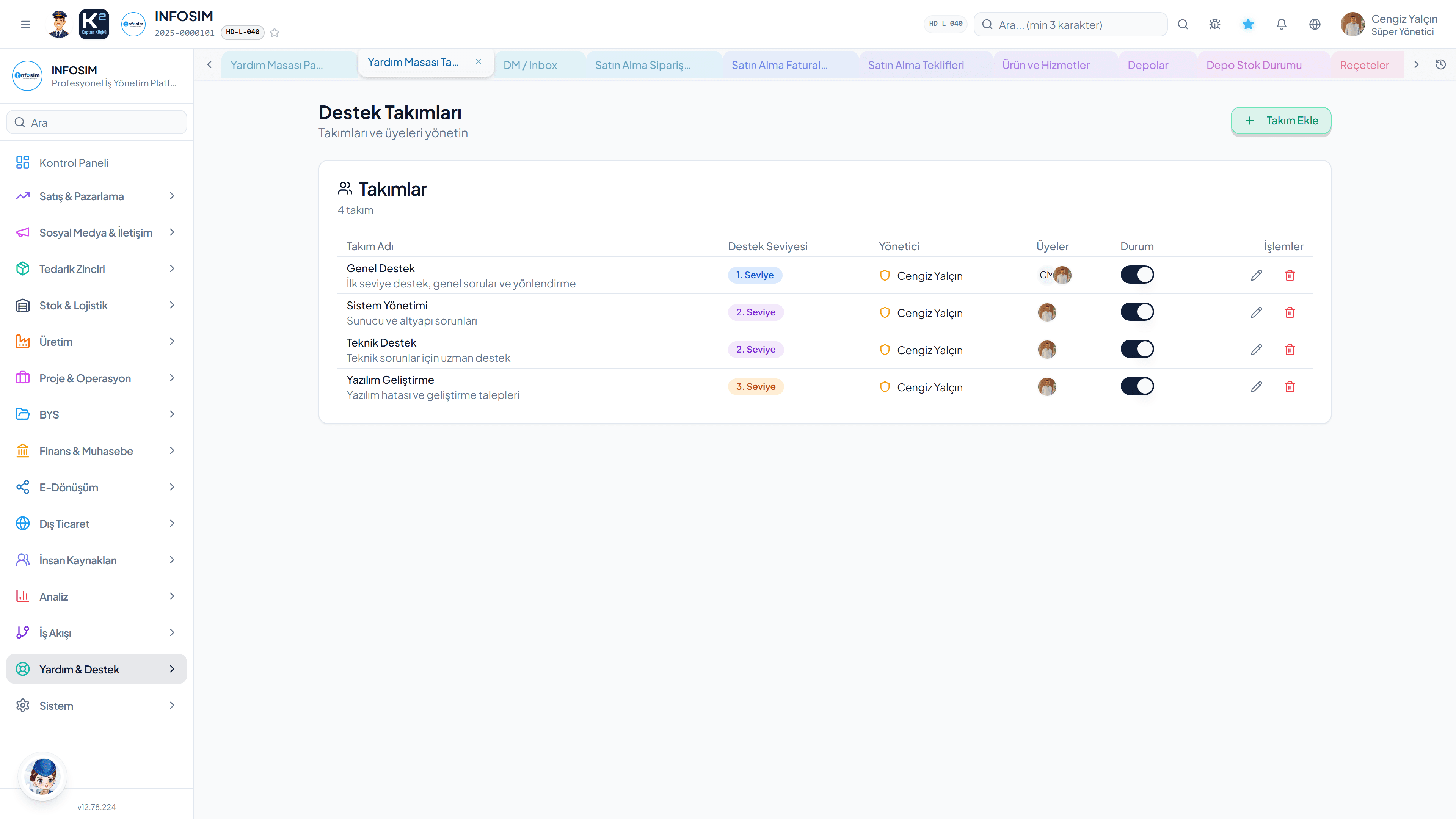 Support teams — permissions, membership, categories, and assignment rules.